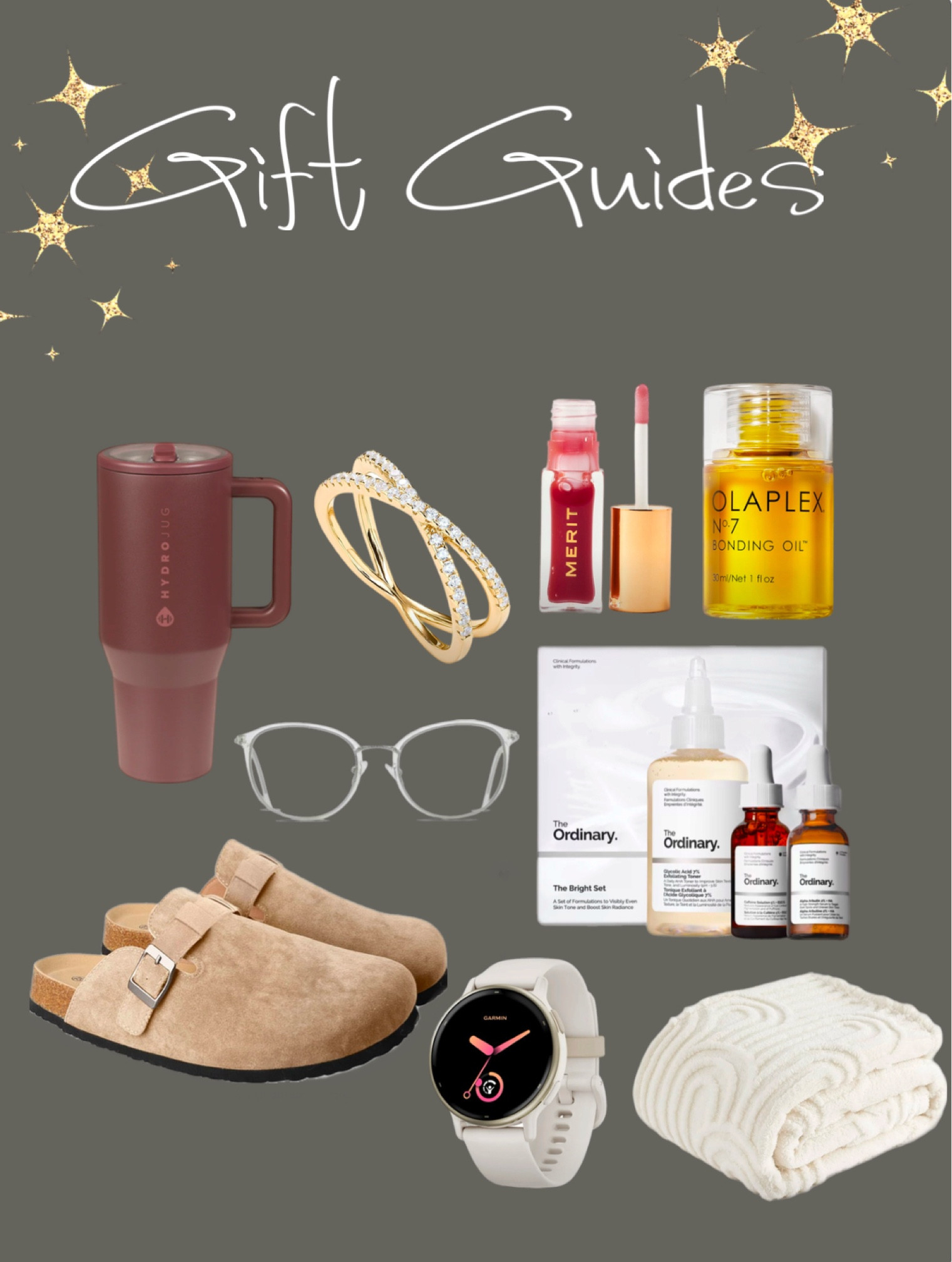Gift ideas for her🤎✨ 🎁

Olaplex
Hydrojug 
Clogs
Blankets 
The ordinary gift set 
Vitamin C serum 
Merit Beauty 
Clear classes 
Garmin watches
Pavoi jewelry 

#LTKHoliday #LTKGiftGuide