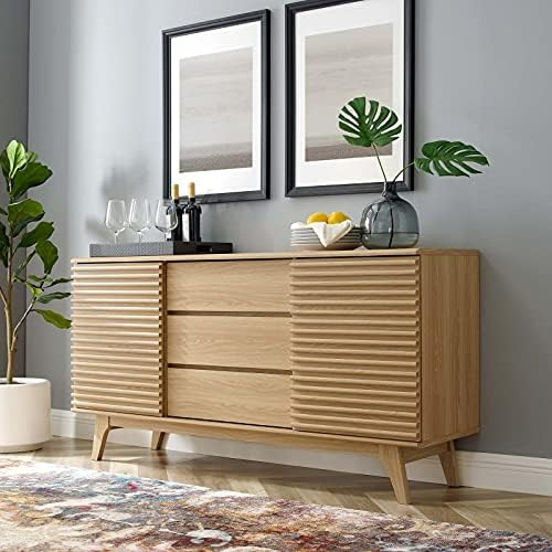 Modway Render 63" Mid-Century Modern Sideboard Buffet Table or TV Stand in Charcoal | Amazon (US)