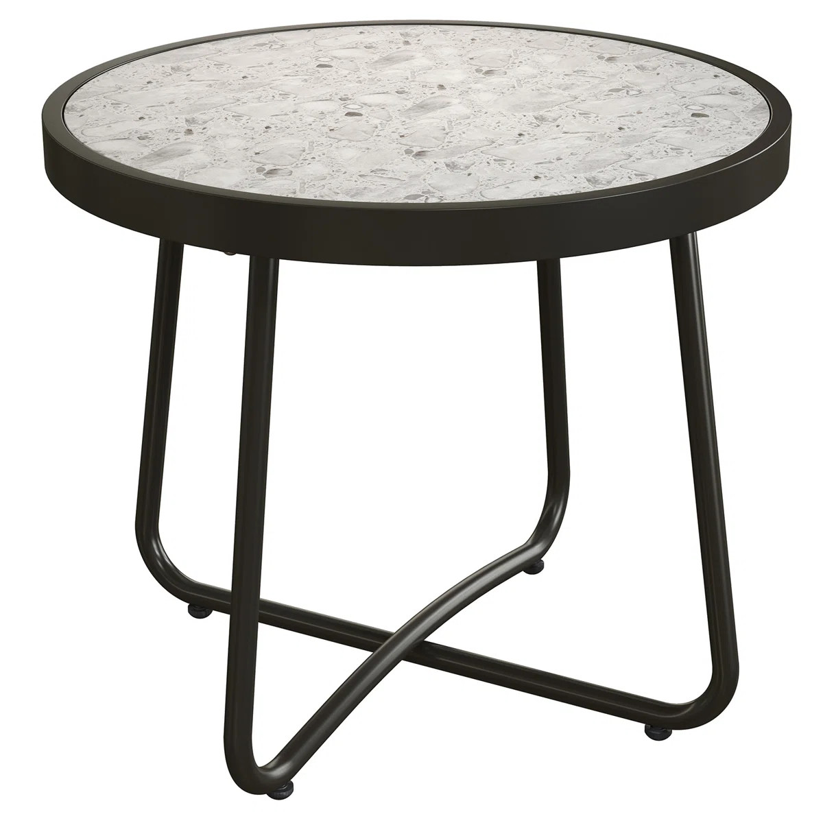 Ebern Designs Steel Patio Side Table, Weather Resistant Outdoor Round End Table | Wayfair North America