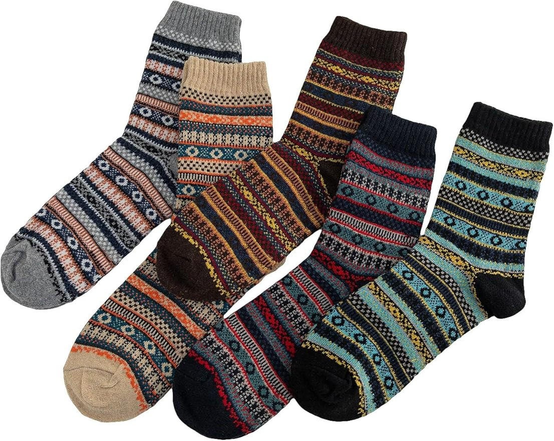 Verdusa Women's 6pairs Floral Plaid Print Crew Socks | Amazon (US)