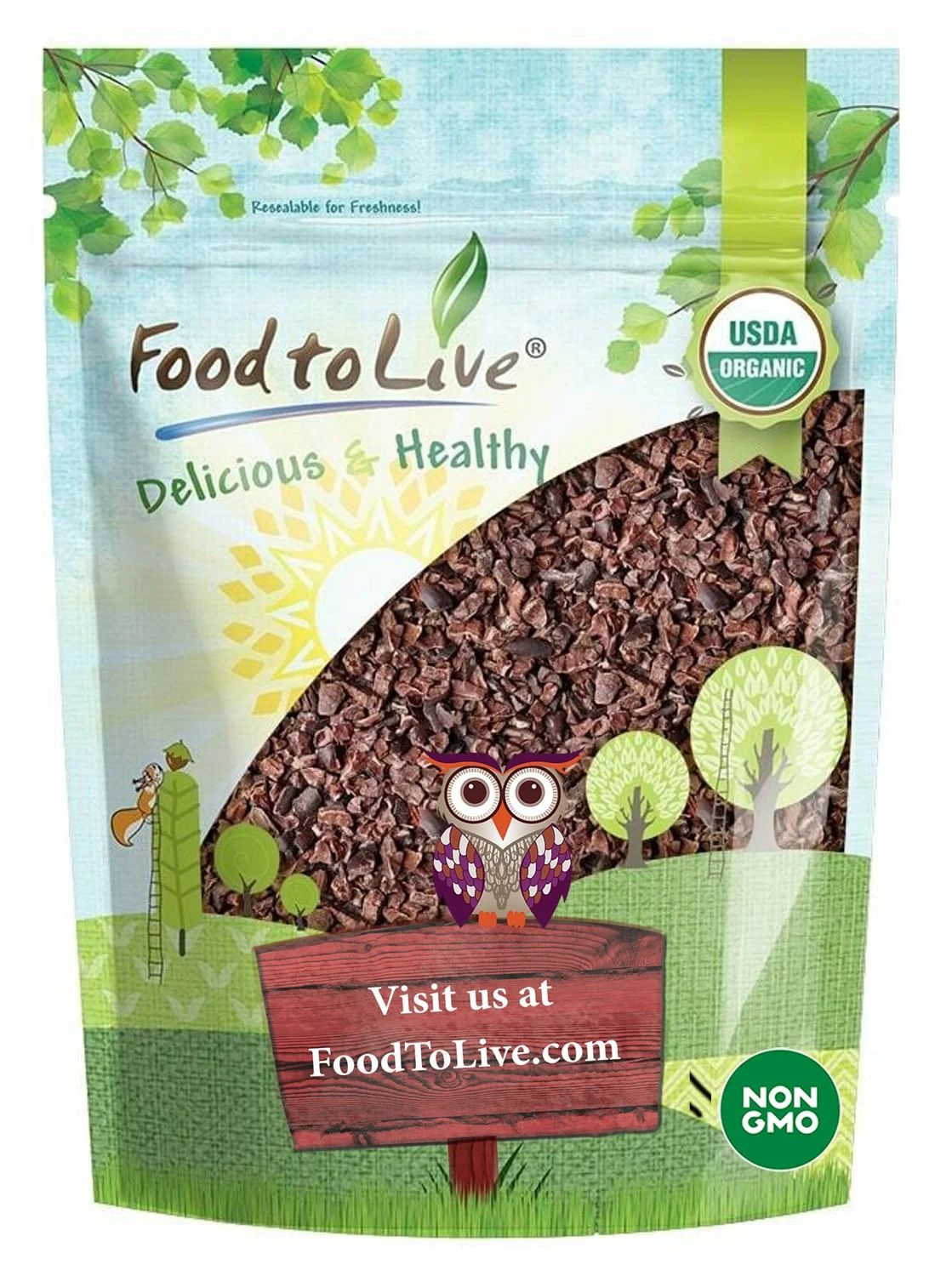 Organic Cacao Nibs, 2 Pounds — Non-GMO, Kosher, Raw, Vegan — by Food to Live | Walmart (US)