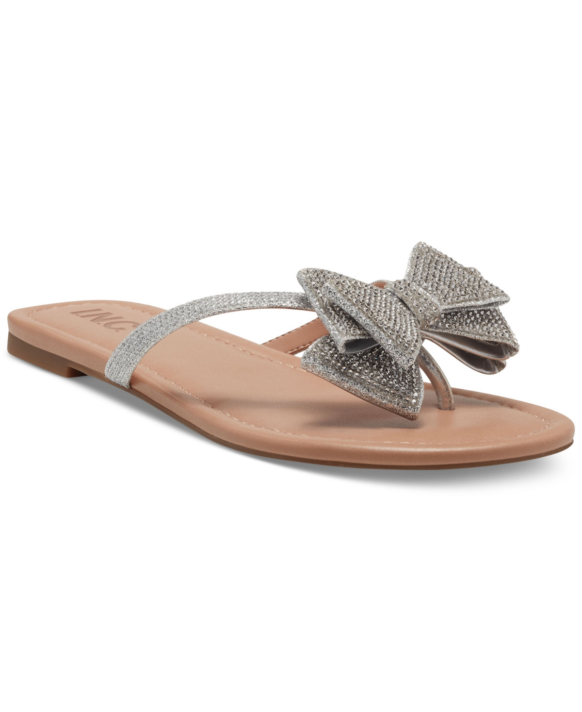 I.n.c. International Concepts Women's Mabae Bow Flat Sandals, Created for Macy's - Silver Bling | Macy's