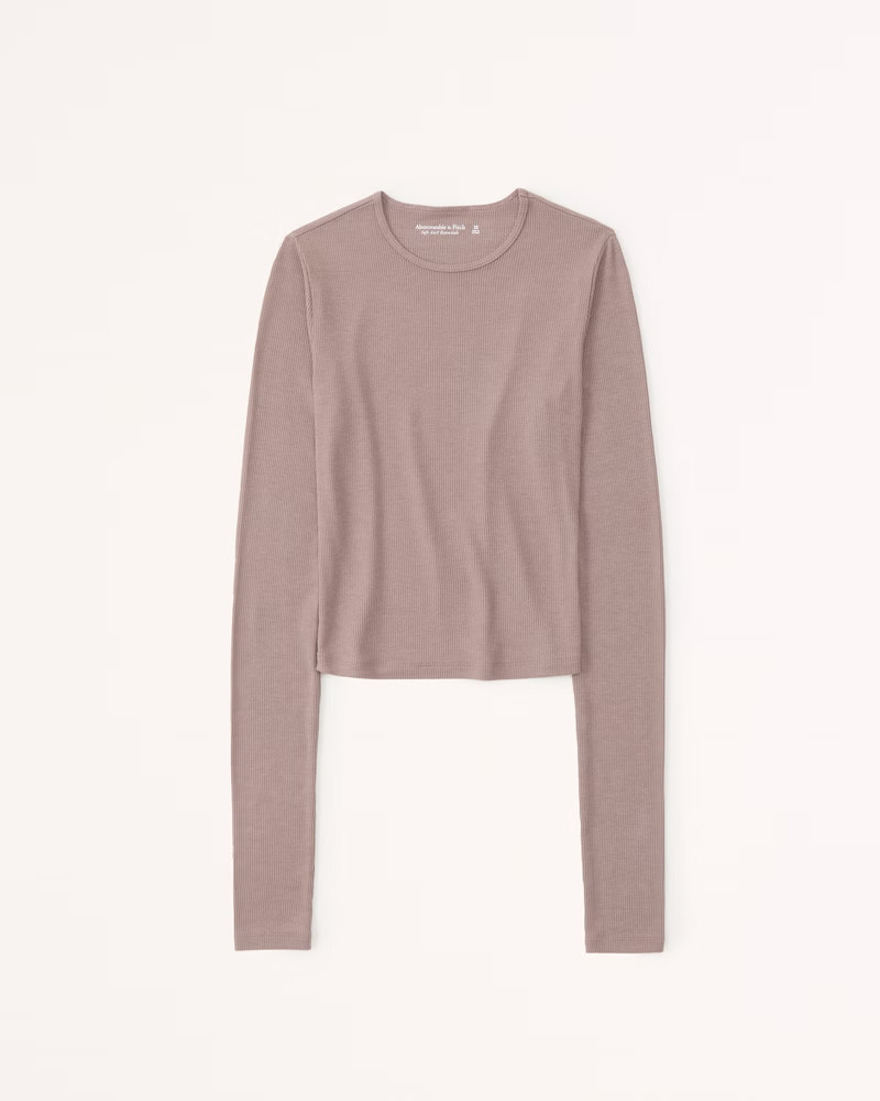 Women's Long-Sleeve Featherweight Rib Top | Women's Tops | Abercrombie.com | Abercrombie & Fitch (US)