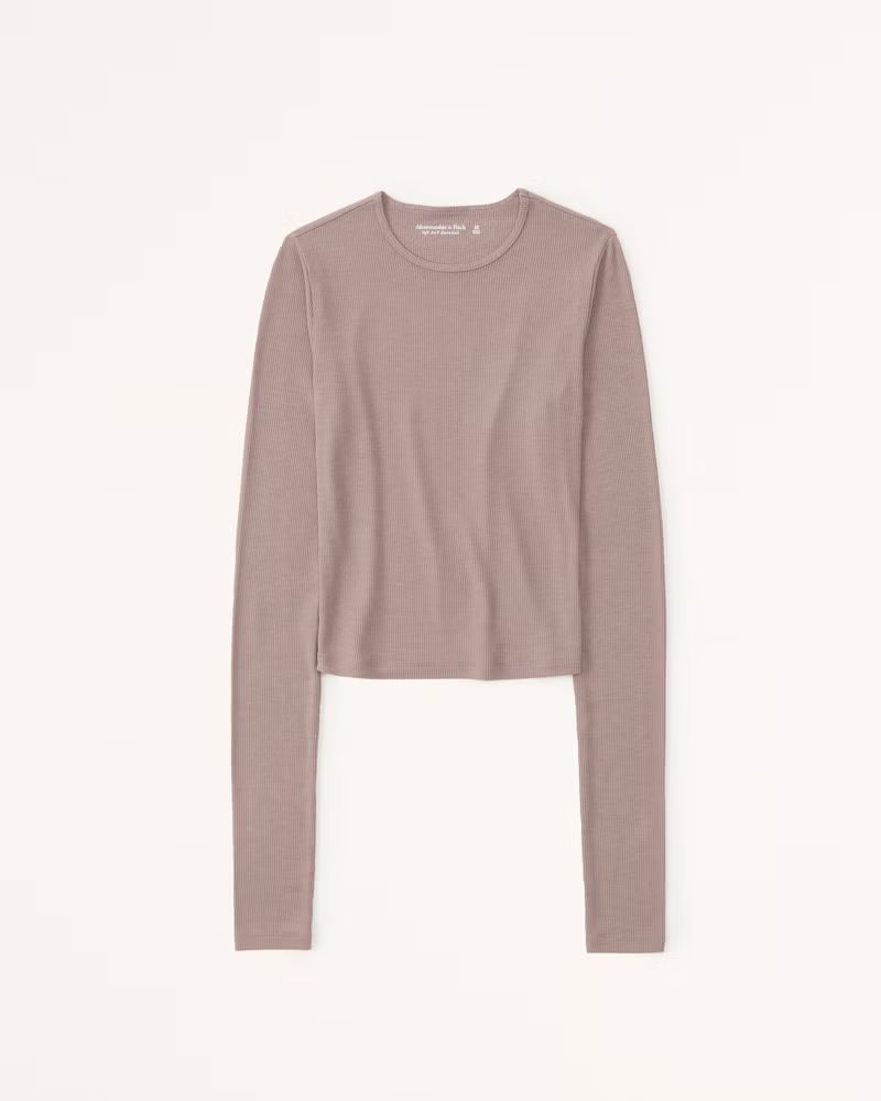 Women's Long-Sleeve Featherweight Rib Top | Women's A&F Essentials | Abercrombie.com | Abercrombie & Fitch (US)