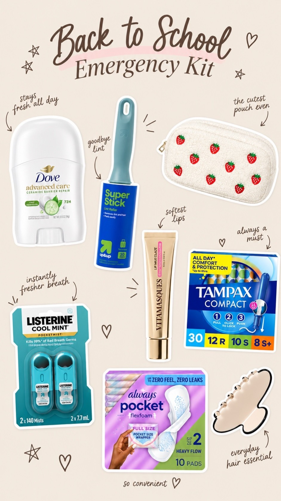 Back to school emergency kit essentials 🎀🫧💅🏻✏️✨

#backtoschool
