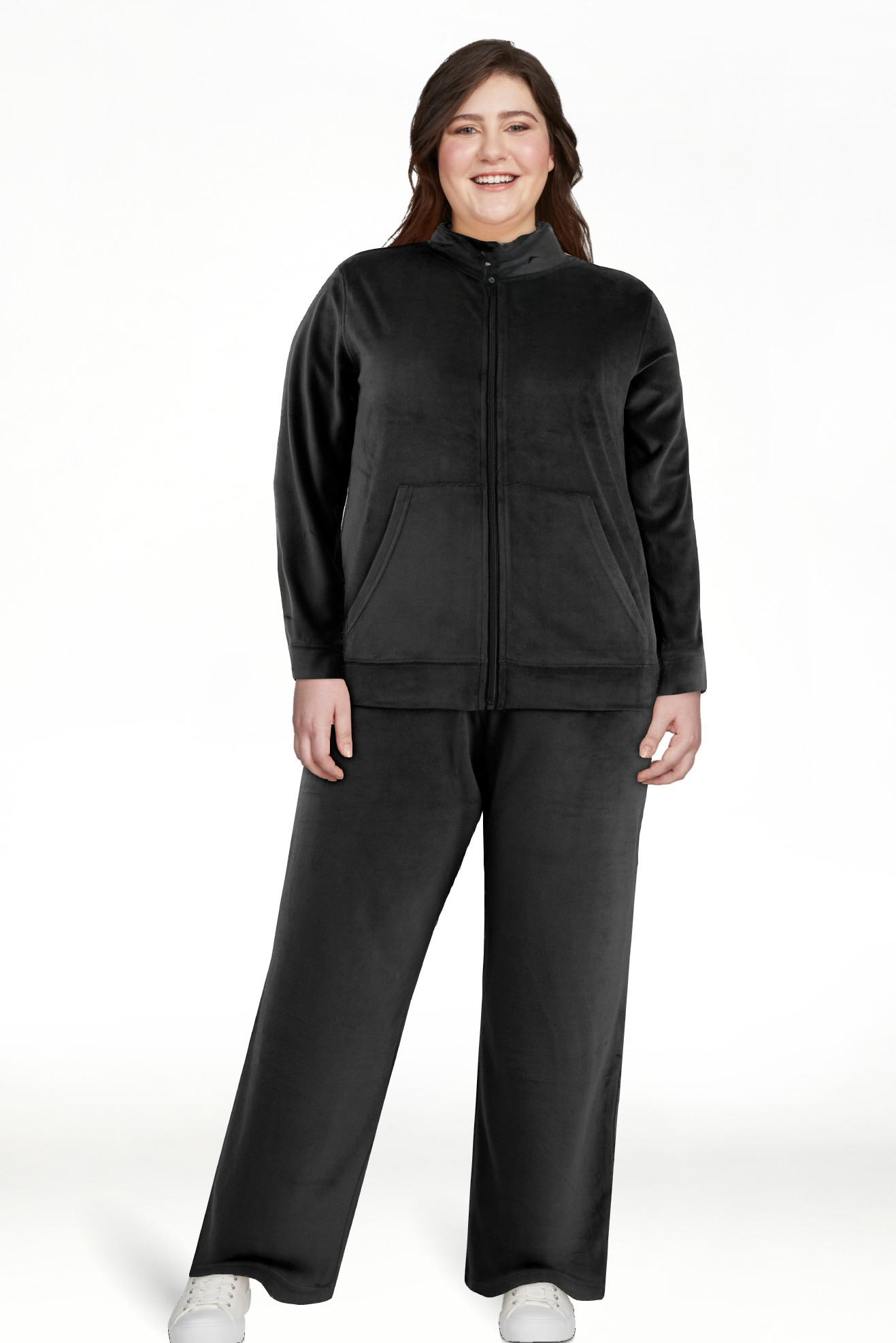 Athletic Works Women's Active Velour Zip-Up Track Jacket and Pants, 2-Piece Set - Walmart.com | Walmart (US)