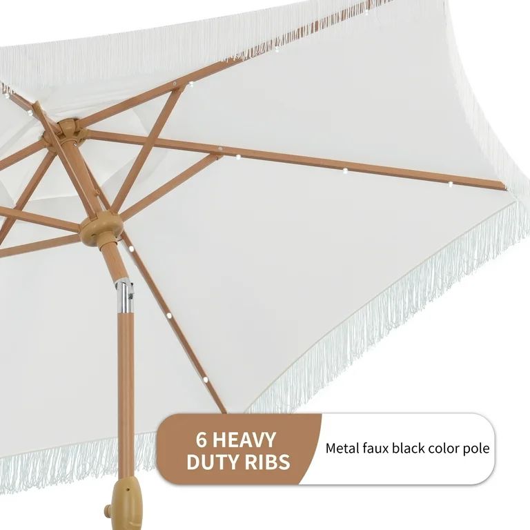 Autlaycil 7.5 ft Patio Umbrella with Fringe, Beach Pool and Yard, White - Walmart.com | Walmart (US)