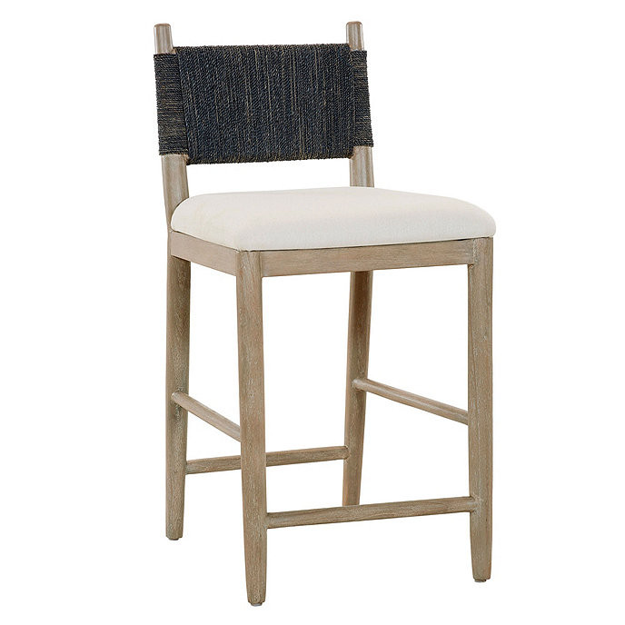 Blakely Upholstered Bar & Counter Stools with Seagrass Back | Ballard Designs, Inc.