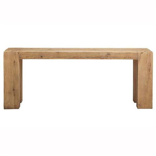 Amayah Rustic Brown Reclaimed Pine Wood Extra Long Rectangular Console Table | Kathy Kuo Home