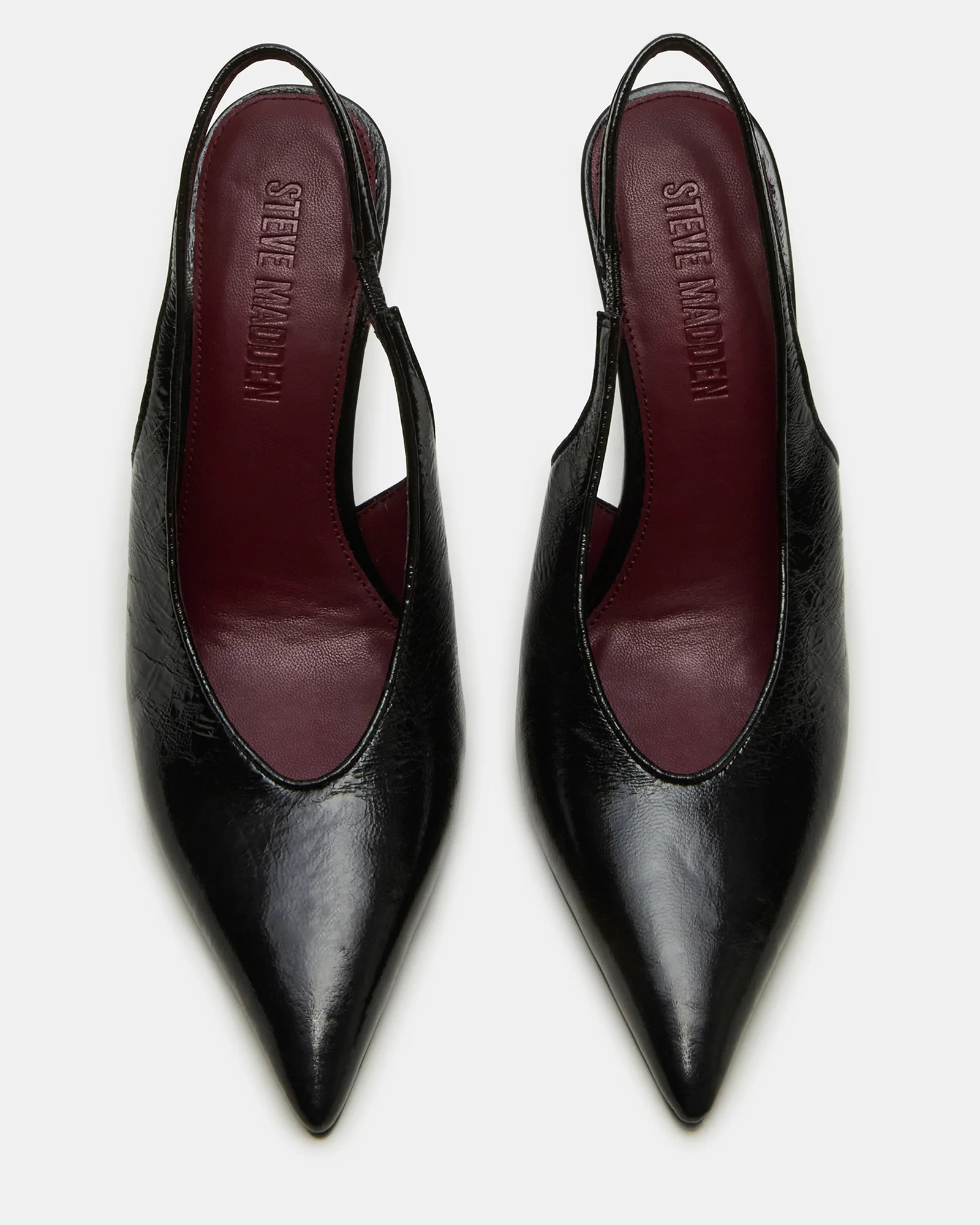 ANDROMEDA Black Leather Slingback Pointed-Toe Stiletto Pump Women's Heel | Steve Madden (US)