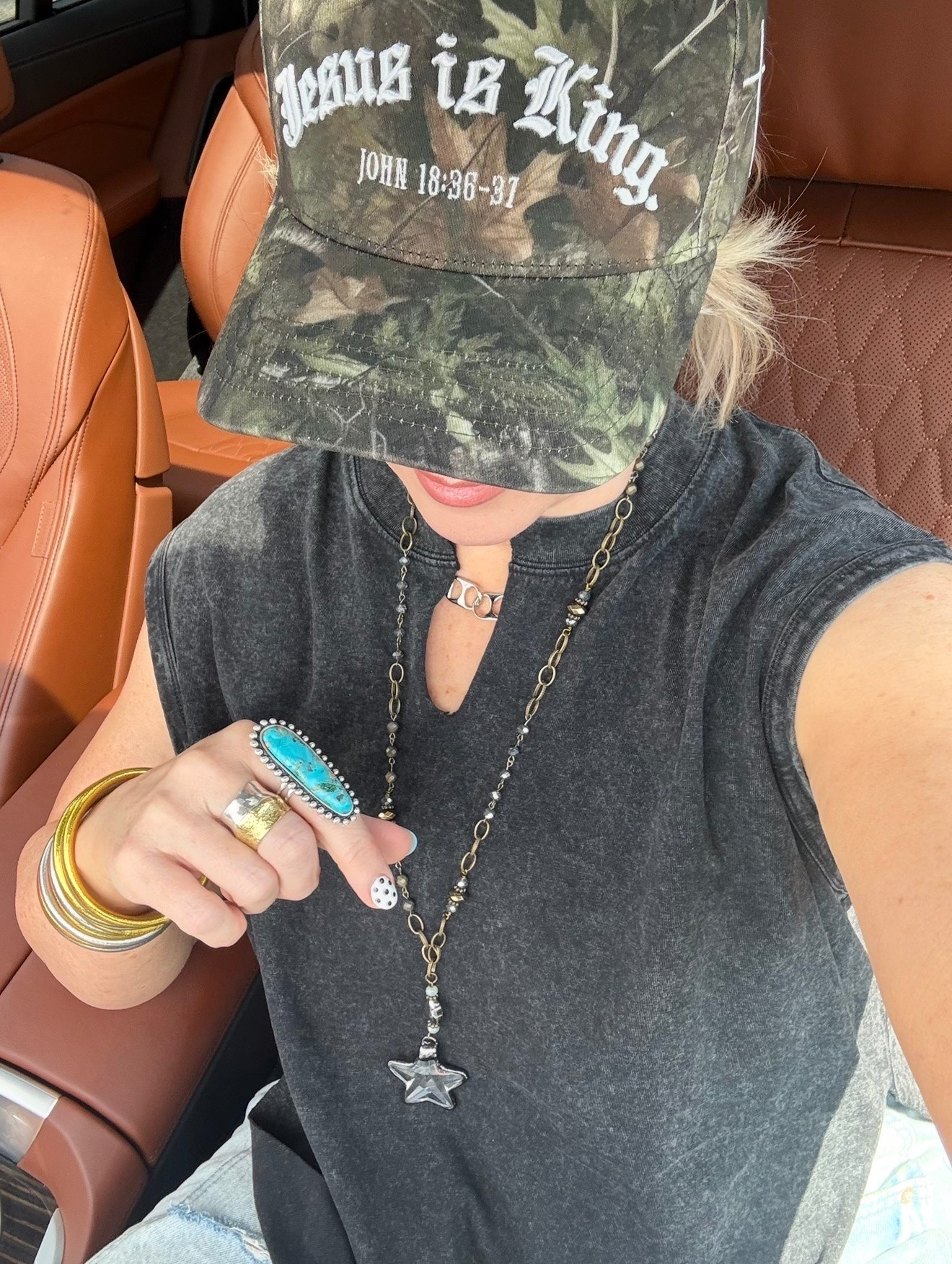 Love this hat!! 🙌🏼❤️
Cut this tank from Amazon and linked my jewelry too!

#LTKootd #LTKOver40