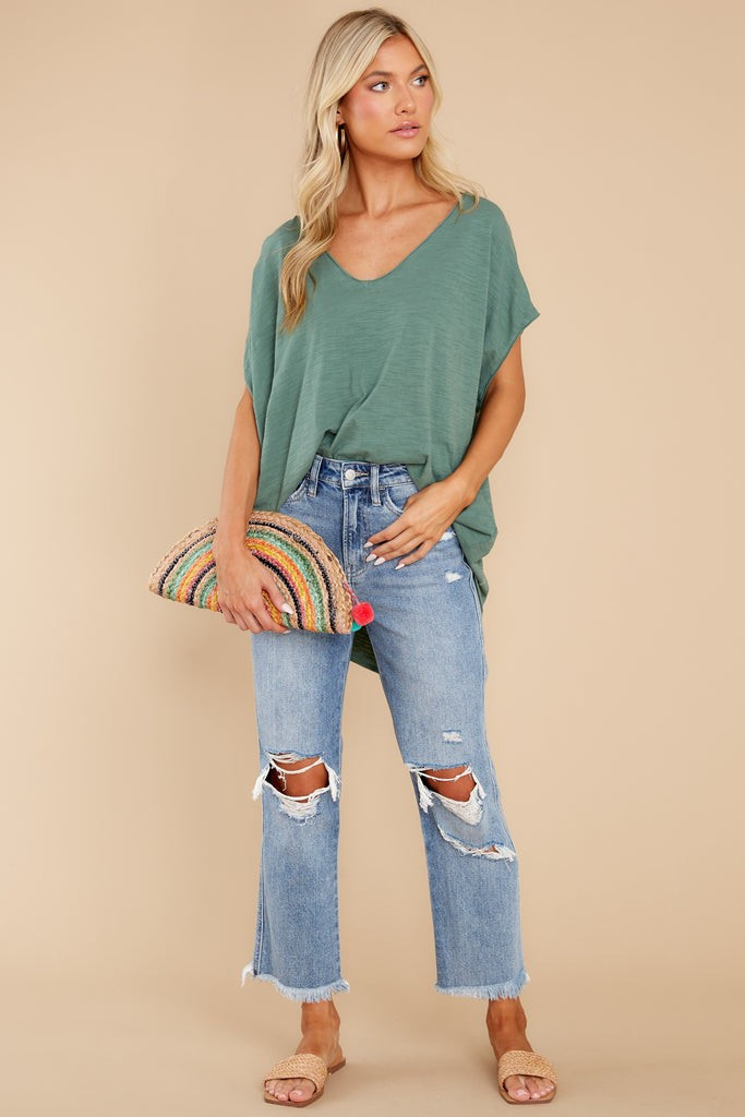 What A Relief Caper Green Top | Red Dress 