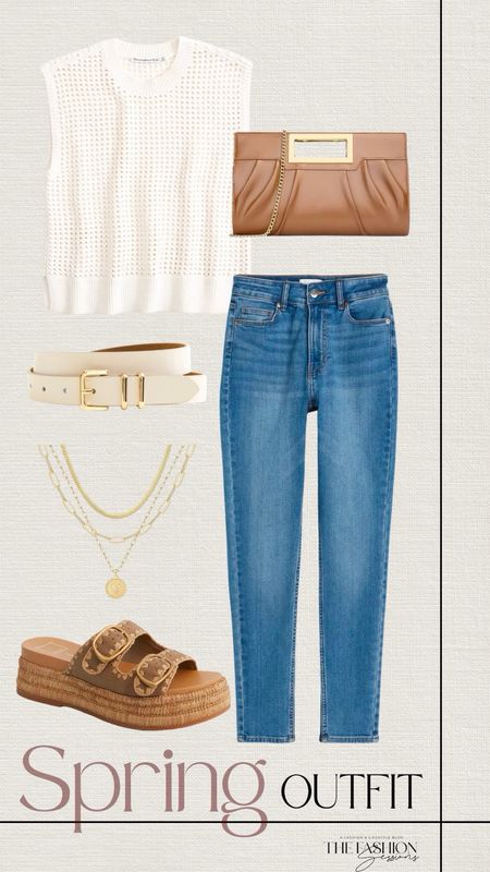 Spring Outfit | Jeans | Neutral Spring Outfit Ideas | Women's Outfit | Fashion Over 40 | Forties Fashion I Sandals | Clutch | Belt | Gold Accessories | The Fashion Sessions | Tracy

#LTKfindsunder50 #LTKSeasonal #LTKstyletip