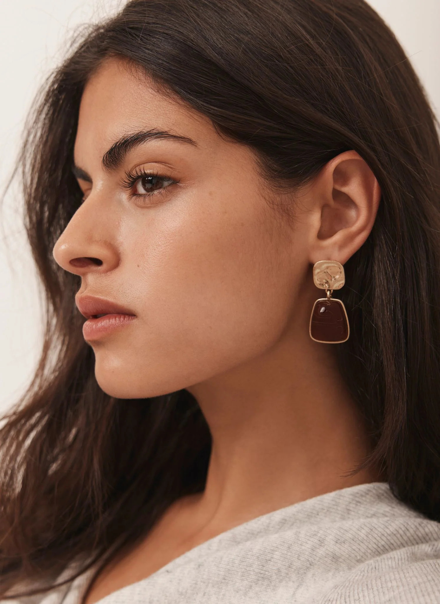 Gold Tone Stone Earrings | Mint Velvet