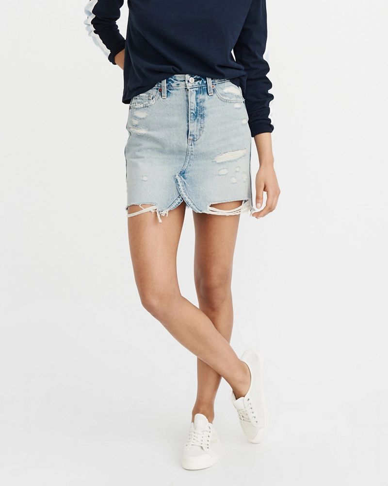 Destroyed Denim Mini Skirt | Abercrombie & Fitch US & UK