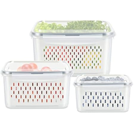Kitchen Spaces Gray Colander Bin Variety Pack, Fridge Organizers, Produce Storage, Keep Vegetables F | Amazon (US)