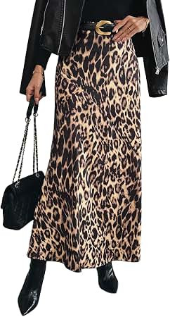 Outoshe Women's Satin High Waisted Maxi Skirts A Line Silk Long Skirt | Hidden Elasticized Waistb... | Amazon (US)