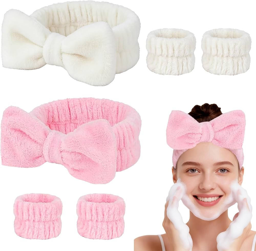6 Pcs Spa Headband and Wristband Set, Bowknot Face Wash Headbands for Women, Skincare Wristbands,... | Amazon (CA)