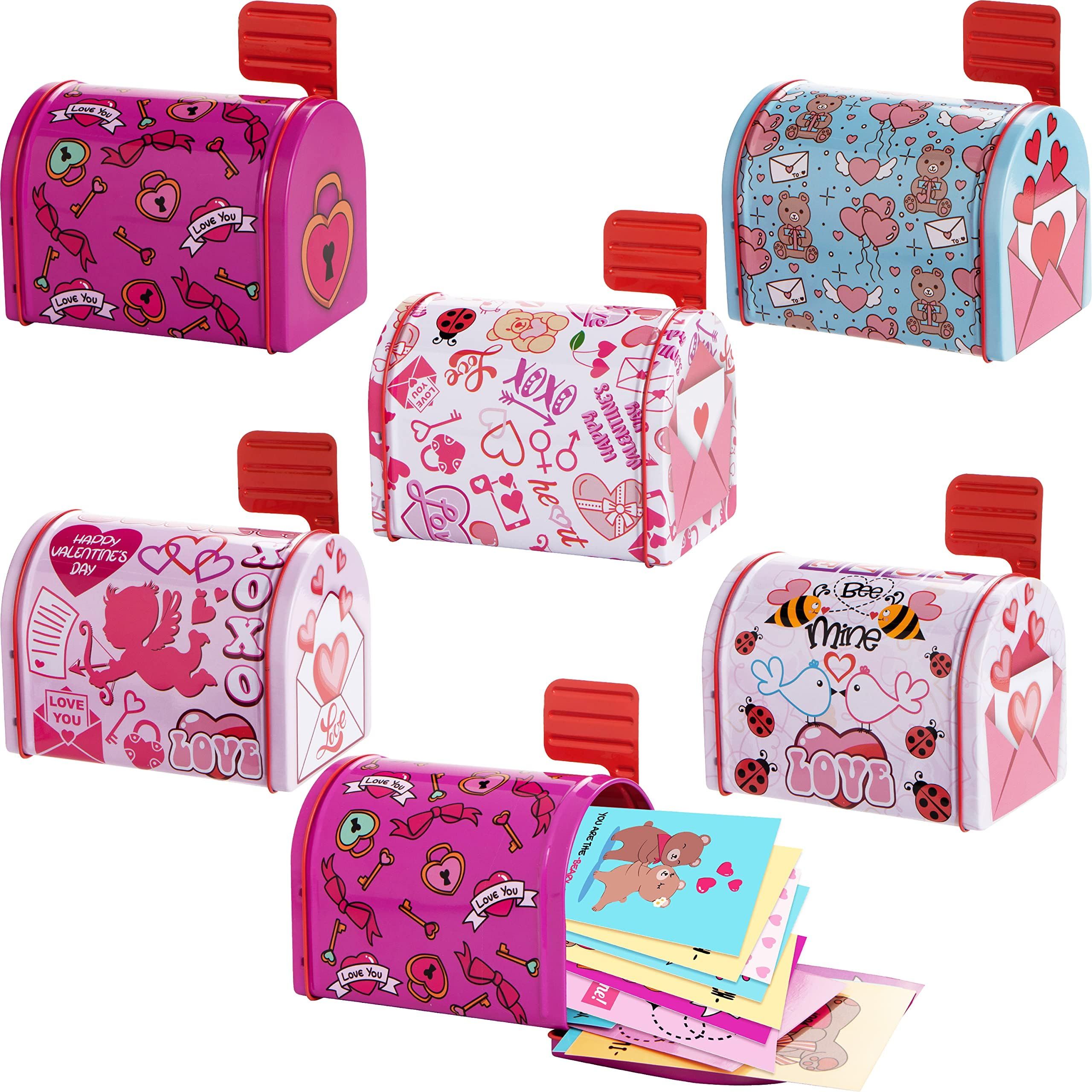 JOYIN 6 Packs Valentine Tin Mailbox with 24 Valentines Cards for Kids Valentine Party Favors, Classr | Amazon (US)