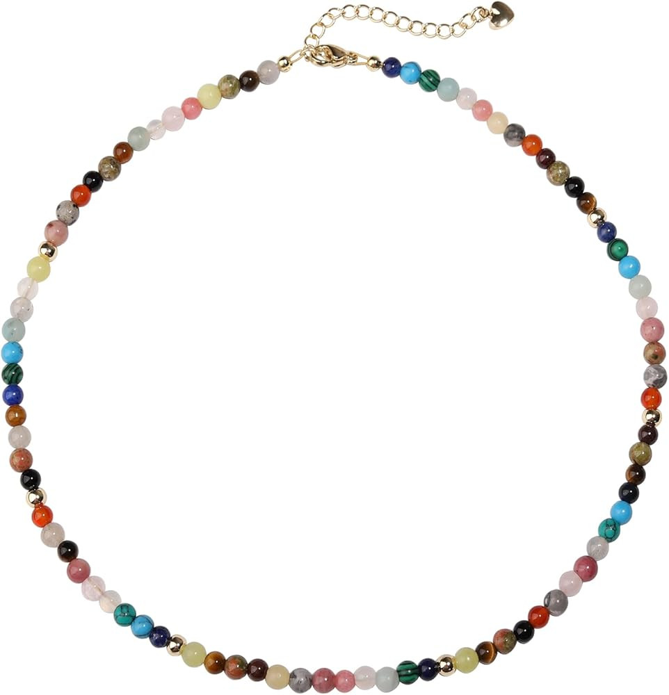 Boho Beaded Necklace for Women, Y2K Natural Pearl Beaded Necklaces Choker Summer Benchy Necklace ... | Amazon (US)