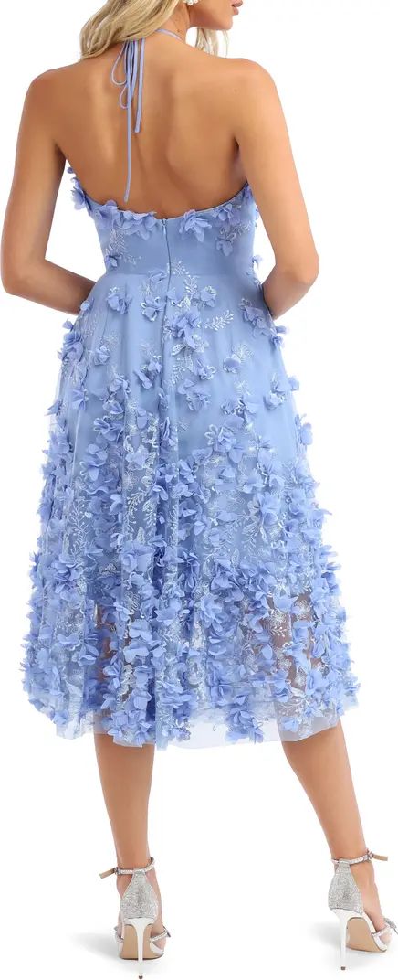 Camilla Floral Appliqué Halter Midi Dress | Nordstrom