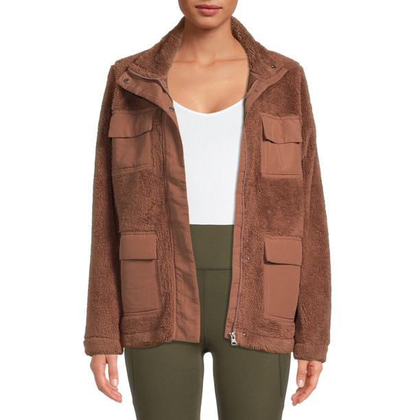 Avia Women's Faux Sherpa Utility Jacket, up to Size XXXL | Walmart (US)