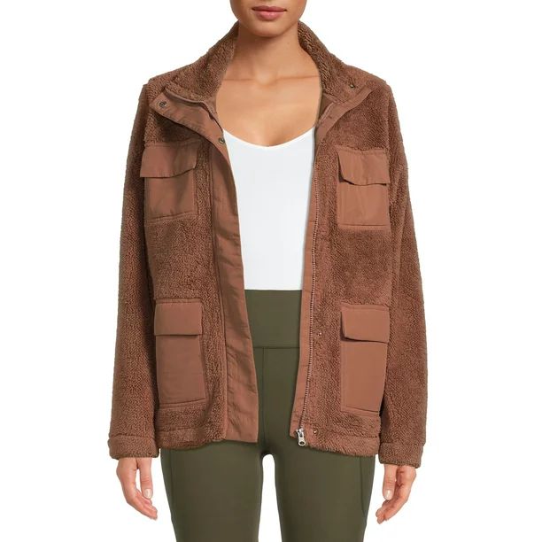 Avia Women's Faux Sherpa Utility Jacket, up to Size XXXL - Walmart.com | Walmart (US)