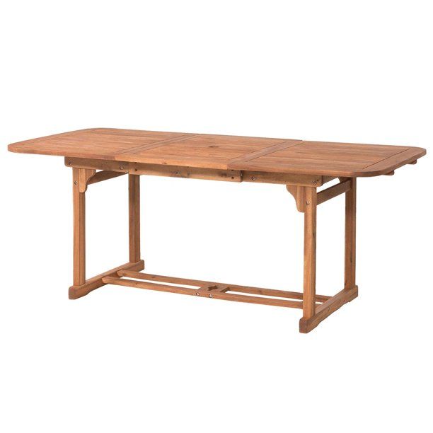 Manor Park Wood Outdoor Patio Extendable Dining Table, Brown | Walmart (US)