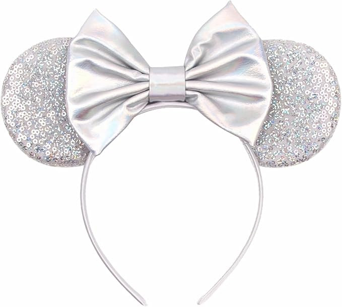 Sequin Mouse Ears Headbands for Women Girls Boys, Glitter Bows Headband for Kids Adults Birthday ... | Amazon (US)