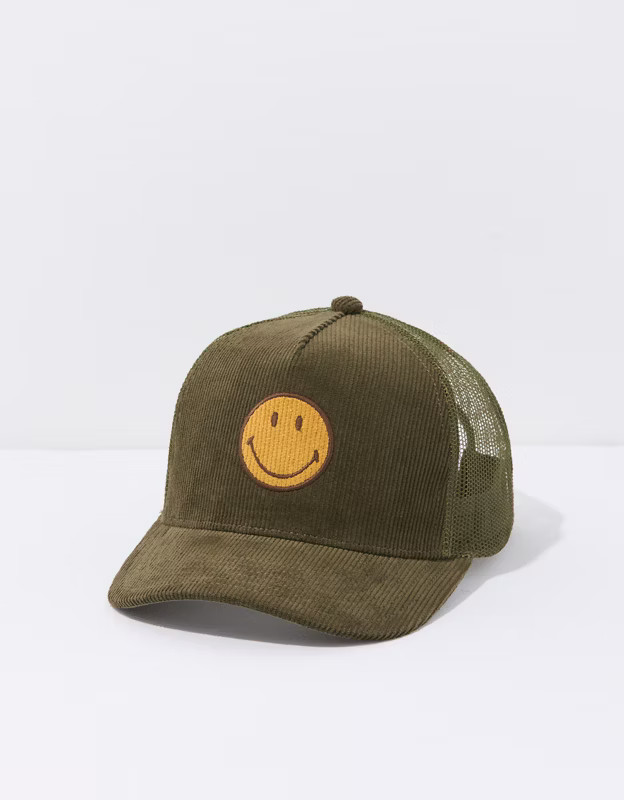 AE Smiley Corduroy Trucker Hat | American Eagle Outfitters (US & CA)