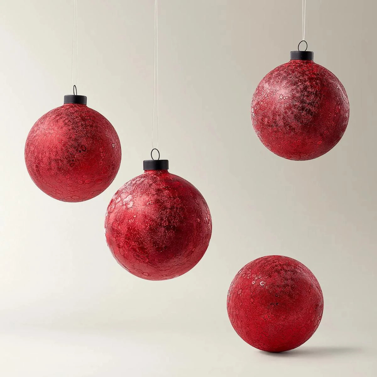 Red Textured Glass Ornament - Set of 4 | Z Gallerie