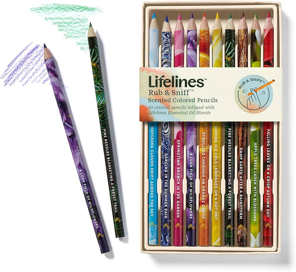 Lifelines Scented Colored Pencils, 10-Pack Classic Palette - Rub & Sniff Color Pencil Set Infused... | Amazon (US)