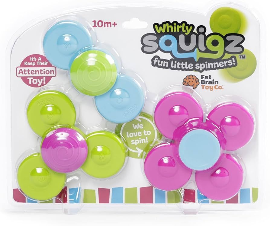 Fat Brain Toys Whirly Squigz - 3 Silicone Spinners for Toddlers & Kids, 10 mos+ | Amazon (US)