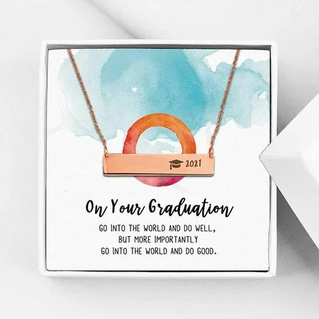 Anavia Graduation Gift for Her - High School | College Graduation Gift for Her -2021 Graduation Gifts for Daughter - Stainless Steel Bar Engraved Bachelor Cap Necklace | Walmart (US)