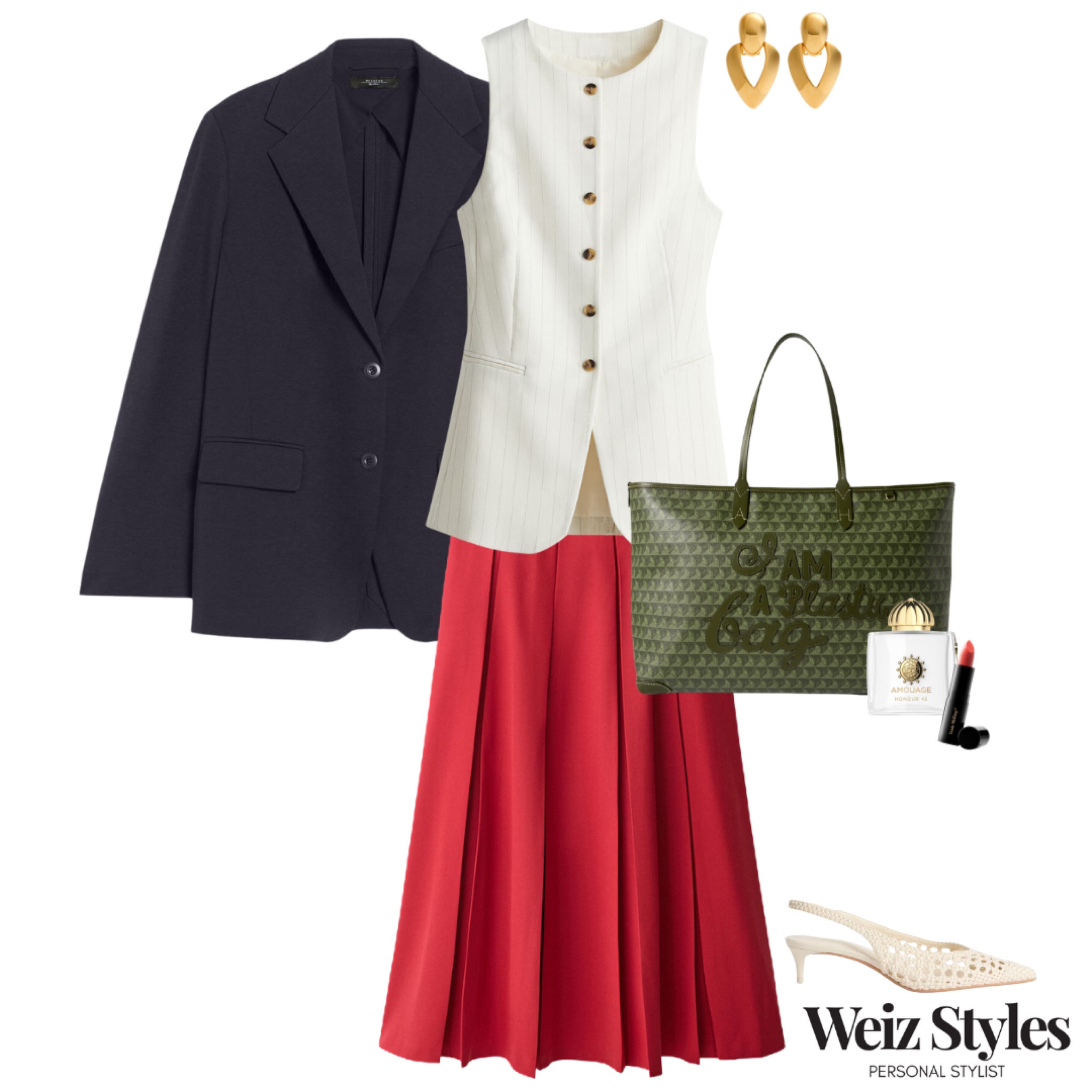 A show-stopping colour block outfit, perfect if you have a holiday booked for some Winter sunshine ☀️ 

Head to www.weizstyles.com to find out how I can help you on your style journey 💖

Louise x

Personal stylist, styling, ootd, neutral aesthetic, London, Weiz styles, shopping, outfit of the day, uk, confident, handbag, bag, perfume, fragrance, lipstick, lip, elevate your style, feel good, flat lay, shopping, high street, designer, ltk, red skirt, heels, kitten heels, shoes, party, special occasion, birthday party, brunch, date night, chic, effortless, elegant, feminine, sexy, sophisticated, fun, fabulous, brown, trend, trendy, cool, dress, mango, 2025, womenswear, waistcoat, button down, pin stripe, a line, elevated, occasion, summer, spring, blazer, elevated, cool, navy, gold earrings, green bag, lippy, trendy, trend, cool, fabulous, statement, macrame, woven, mango, M&S, H&M, uk

#LTKFashionMonth #LTKstyletip #LTKuk