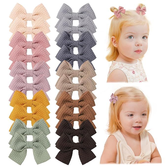 Jollybows 20pcs Baby Hair Clips Girls Bows 2" Mini Alligator Clip Toddler Pigtail Bow Fine Hair C... | Amazon (US)