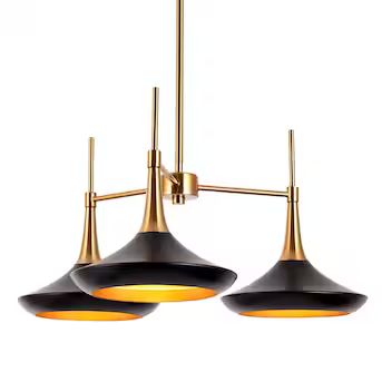 LNC Phapricornus 3-Light Matte Black and Gold Chandelier For Dining Room Modern/Contemporary LED ... | Lowe's