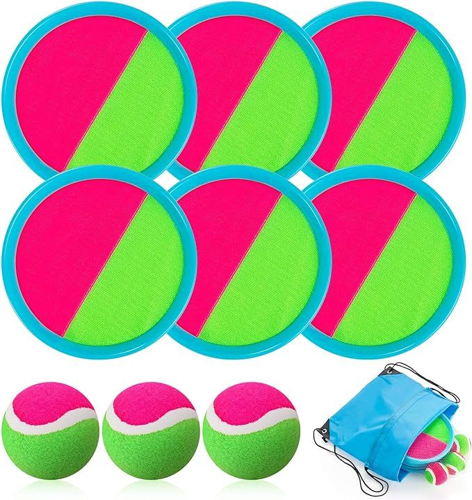 Toss and Catch Ball Set, Catch Game Toys for Kids, Beach Toys Paddle Ball Game Set with 6 Paddles... | Amazon (US)