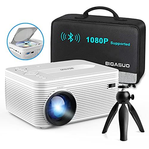 BIGASUO Upgrade HD Bluetooth Projector Built in DVD Player, Mini Video Projector 1080P Supported ... | Amazon (US)