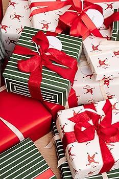 Merry Market 3-pack Premium Matte Christmas Wrapping Paper, Minimal Holiday Gift Wrap, Santa, Sol... | Amazon (US)