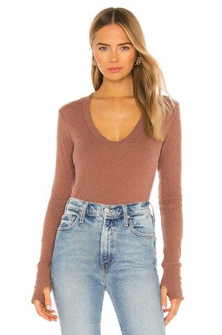 Enza Costa Cashmere Easy Cuffed U Sweater in Sepia from Revolve.com | Revolve Clothing (Global)