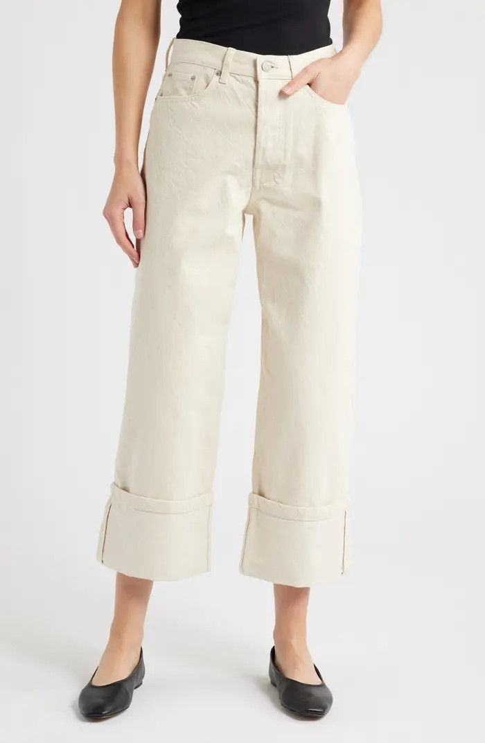 High Waist Cuffed Straight Leg Jeans | Nordstrom