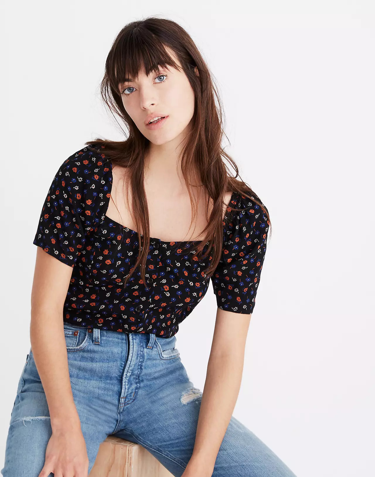 Seamed Square-Neck Top in Prairie Posies | Madewell