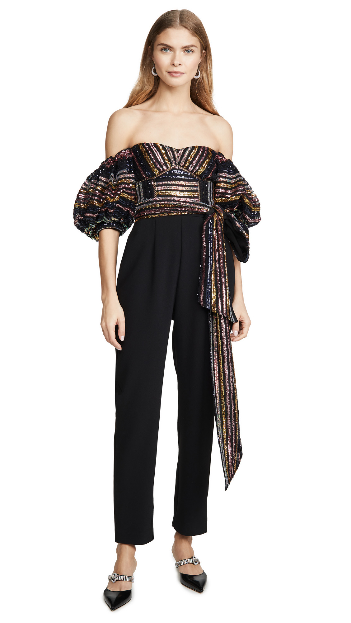 Self Portrait Stripe Sequin Jumpsuit | Shopbop
