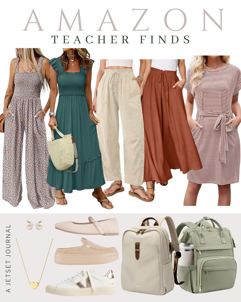 I've been really into loose outfits lately because they're so comfortable, so I thought these would make great t_eacher outfit ideas_!

First up is the stylish Dokotoo jumpsuit, which instantly caught my attention. You can pair it with knit flats or Veja Campo sneakers. To complete the look, a cute gold heart necklace would be a lovely accessory. 

 #LTKSeasonal #LTKSaleAlert #LTKTravel