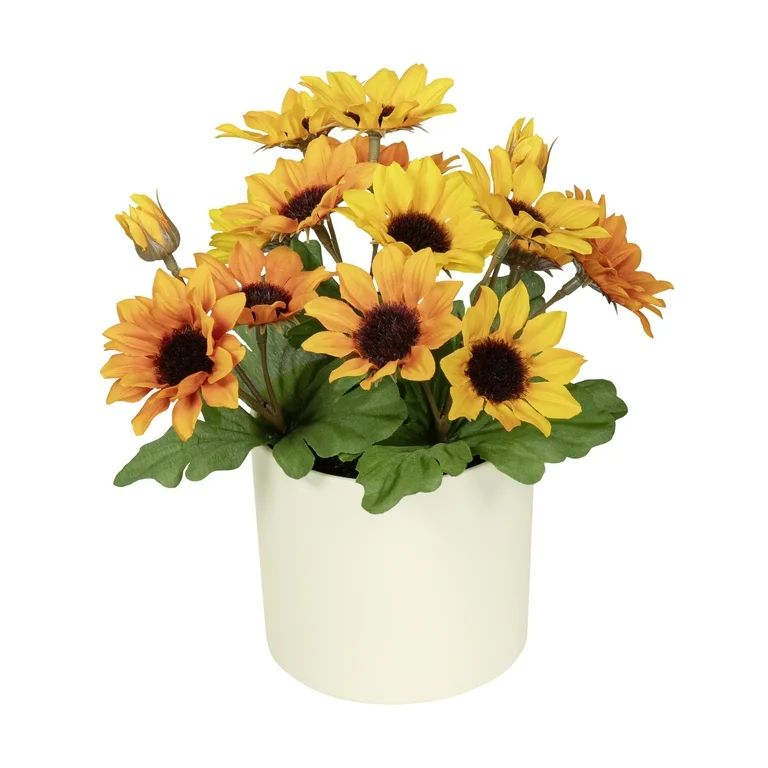 Mainstays 7.5" Artificial Sunflower Plant in Cream Pot | Walmart (US)