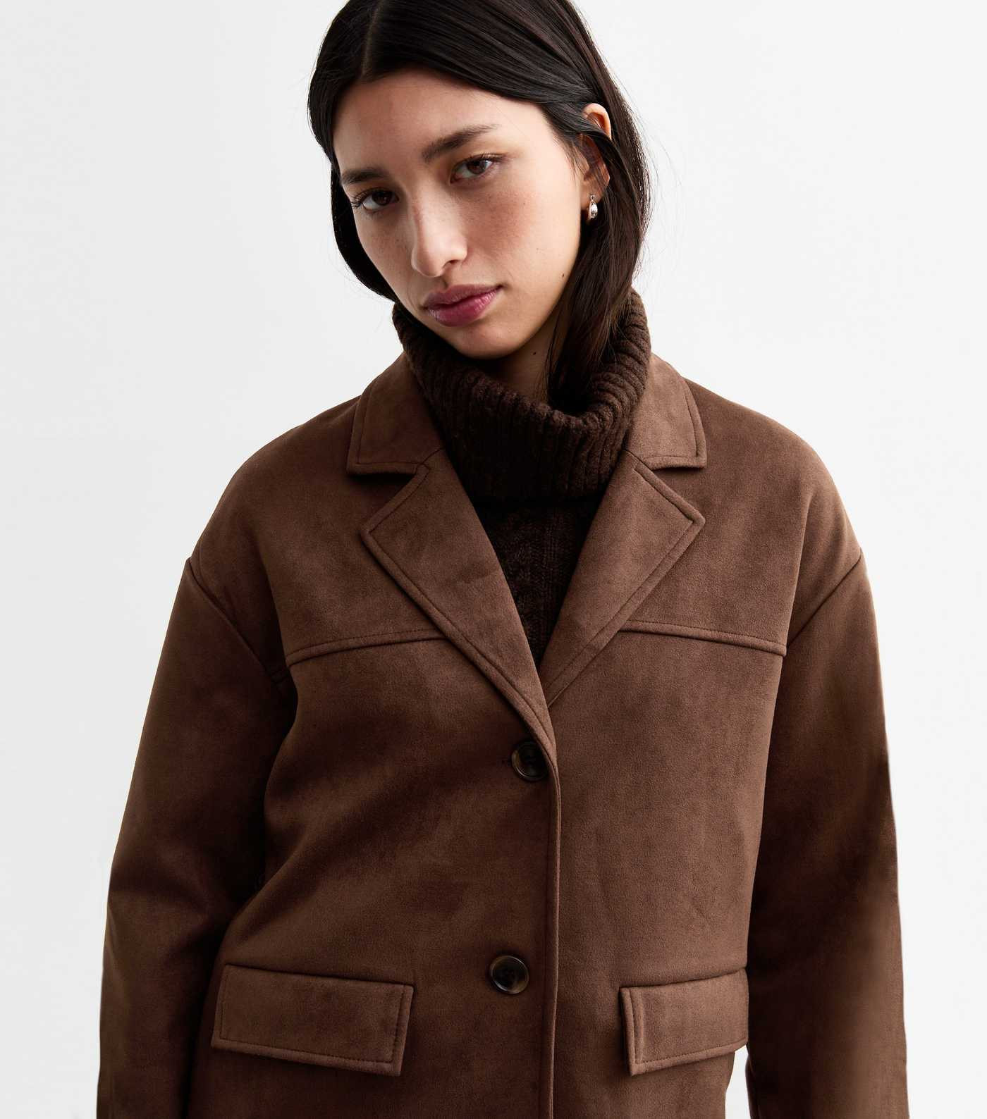 Brown Soft Faux Suede Lightweight Blazer
						
						Add to Saved Items
						Remove from Saved ... | New Look (UK)