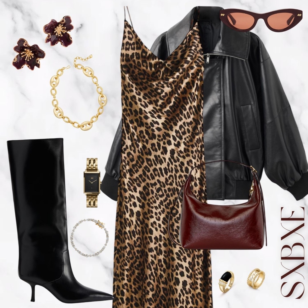 Date night 🐆♥️

Leopard print satin dress, knee high boots, leather jacket, jewellery. 

#LTKstyletip #LTKeurope #LTKdatenight