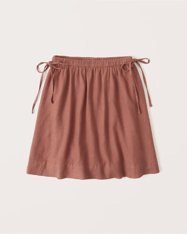 Linen-Blend Volume Mini Skirt | Abercrombie & Fitch (US)