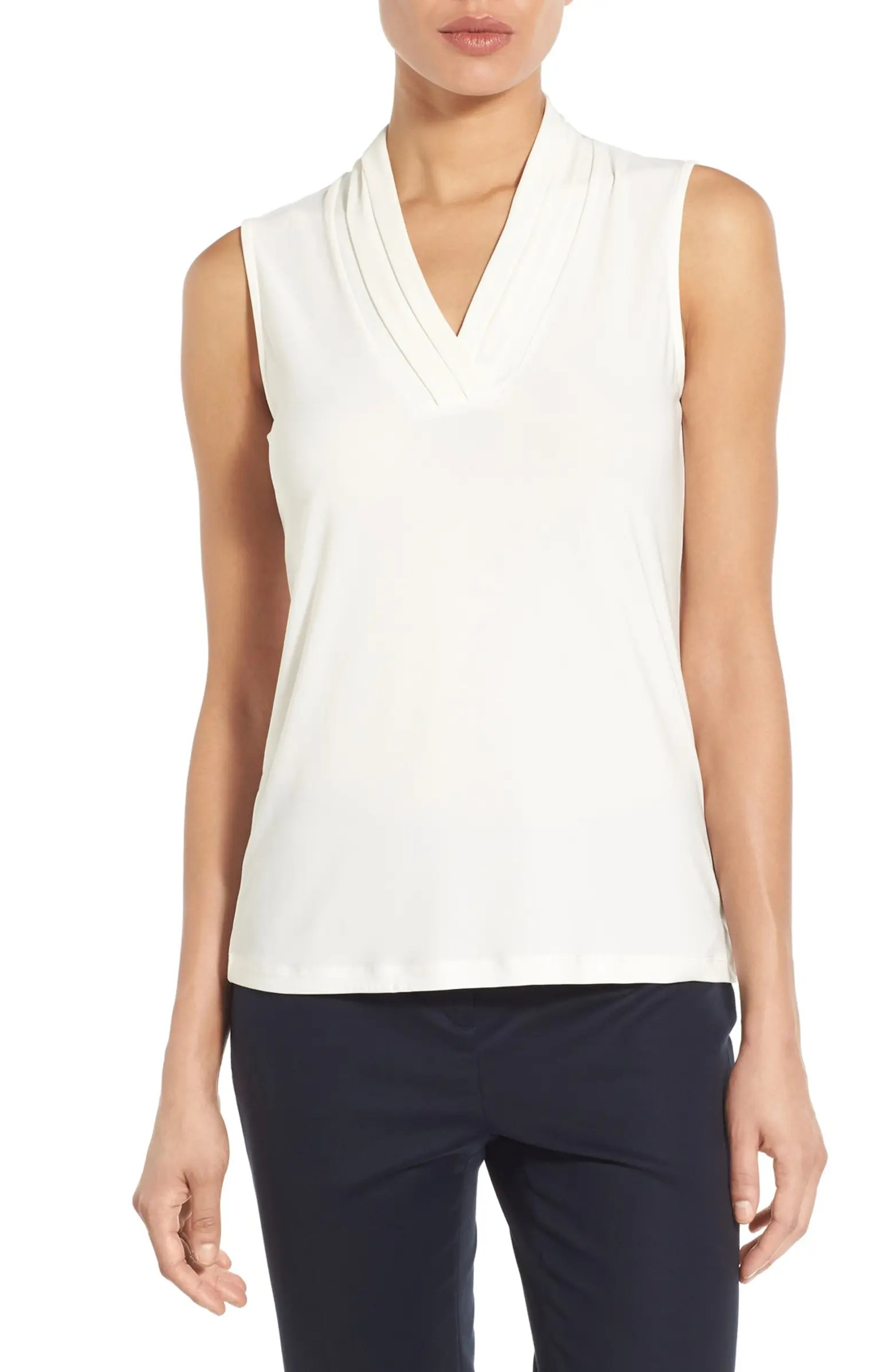 Triple Pleat V-Neck Jersey Top | Nordstrom